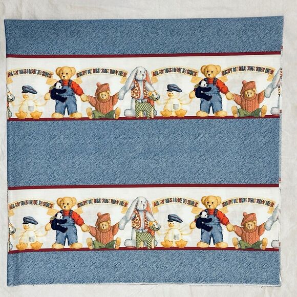 Vintage Daisy Kingdom Blue Jean Teddy Nursery Quilt Fabric Bundle Baby Toys - Picture 6 of 12
